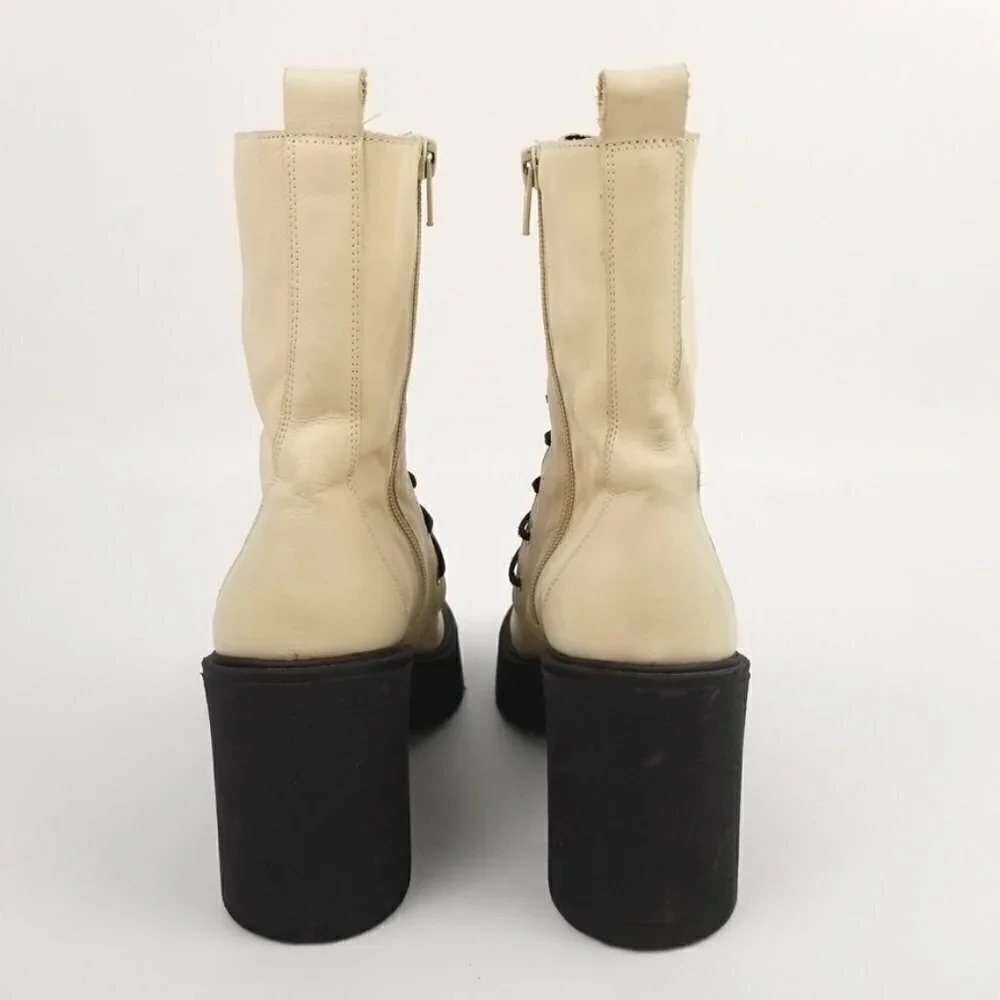 Free People Dylan Leather Lace Up Chunky Platform Combat Boots 90s Grunge Boho